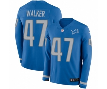 Men's Nike Detroit Lions #47 Tracy Walker Limited Blue Therma Long Sleeve NFL Jersey