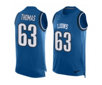 Men's Nike Detroit Lions #63 Brandon Thomas Limited Light Blue Player Name & Number Tank Top NFL Jersey
