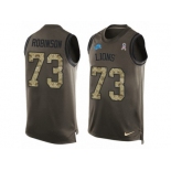 Men's Nike Detroit Lions #73 Greg Robinson Limited Green Salute to Service Tank Top NFL Jersey