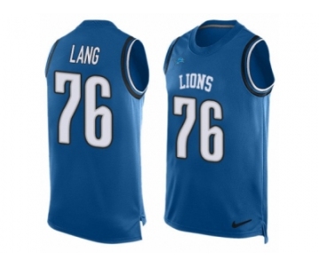 Men's Nike Detroit Lions #76 T.J. Lang Limited Light Blue Player Name & Number Tank Top NFL Jersey