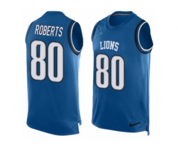Men's Nike Detroit Lions #80 Michael Roberts Limited Light Blue Player Name & Number Tank Top NFL Jersey