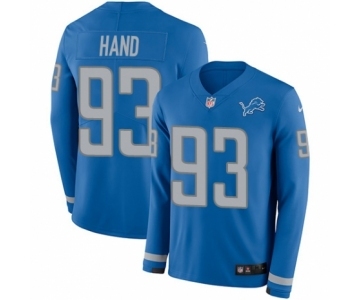 Men's Nike Detroit Lions #93 Da'Shawn Hand Limited Blue Therma Long Sleeve NFL Jersey