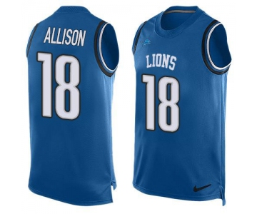 Nike Lions #18 Geronimo Allison Blue Team Color Men's Stitched NFL Limited Tank Top Jersey