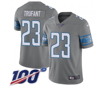 Nike Lions #23 Desmond Trufant Gray Men's Stitched NFL Limited Rush 100th Season Jersey