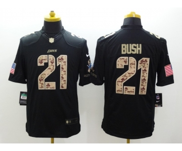 nike nfl jerseys detroit lions #21 bush black[salute to service limited]