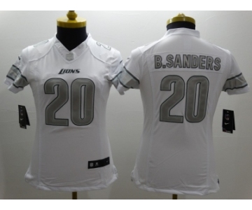 Nike Women Detroit Lions #20 sanders Platinum White Jerseys