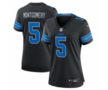 Women Detroit Lions 5 David Montgomery Black 2nd Alternate Stitched Jersey