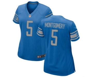 Women Detroit Lions 5 David Montgomery Blue Stitched Jersey