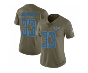 Women Nike Detroit Lions #33 Kerryon Johnson Olive Stitched NFL Limited 2017 Salute to Service Jersey