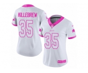Women Nike Detroit Lions #35 Miles Killebrew Limited White Pink Rush Fashion NFL Jersey