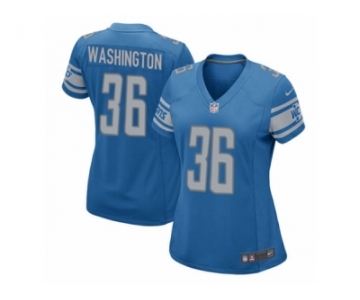 Women Nike Detroit Lions #36 Dwayne Washington Game Blue Team Color NFL Jersey