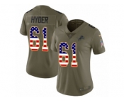 Women Nike Detroit Lions #61 Kerry Hyder Limited Olive USA Flag Salute to Service NFL Jersey