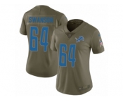 Women Nike Detroit Lions #64 Travis Swanson Limited Olive 2017 Salute to Service NFL Jersey