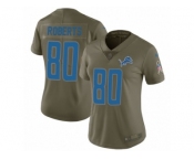 Women Nike Detroit Lions #80 Michael Roberts Limited Olive 2017 Salute to Service NFL Jersey