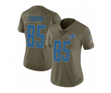 Women Nike Detroit Lions #85 Eric Ebron Limited Olive 2017 Salute to Service NFL Jersey