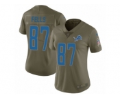 Women Nike Detroit Lions #87 Darren Fells Limited Olive 2017 Salute to Service NFL Jersey
