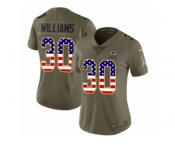 Women Nike Green Bay Packers #30 Jamaal Williams Limited Olive USA Flag 2017 Salute to Service NFL Jersey