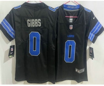 Women's Detroit Lions #0 Jahmyr Gibbs Limited Black Vapor Jersey