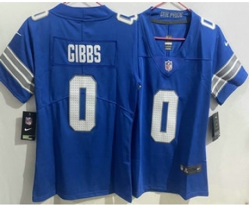 Women's Detroit Lions #0 Jahmyr Gibbs Limited Blue Vapor Jersey