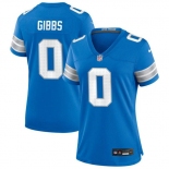 Women's Detroit Lions #0 Jahymr Gibbs Blue Limited Football Stitched Game Jersey