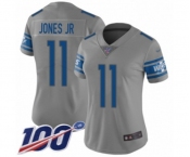 Women's Detroit Lions #11 Marvin Jones Jr Limited Gray Inverted Legend 100th Season Football Jersey