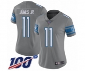 Women's Detroit Lions #11 Marvin Jones Jr Limited Steel Rush Vapor Untouchable 100th Season Football Jersey