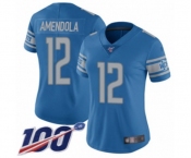 Women's Detroit Lions #12 Danny Amendola Blue Team Color Vapor Untouchable Limited Player 100th Season Football Jersey