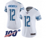 Women's Detroit Lions #12 Danny Amendola White Vapor Untouchable Limited Player 100th Season Football Jersey