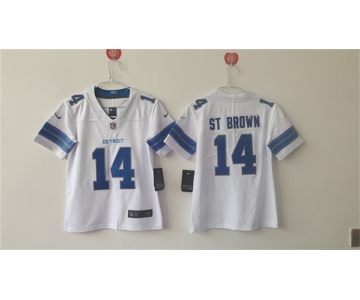 Women's Detroit Lions #14 Amon-Ra St. Brown White Vapor Football Stitched Jersey
