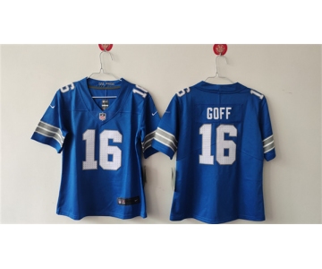 Women's Detroit Lions #16 Jared Goff Blue Vapor Football Stitched Jersey
