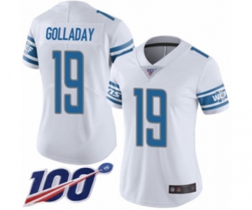 Women's Detroit Lions #19 Kenny Golladay White Vapor Untouchable Limited Player 100th Season Football Jersey