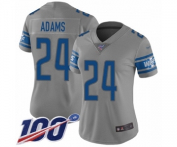 Women's Detroit Lions #24 Andrew Adams Limited Gray Inverted Legend 100th Season Football Jersey