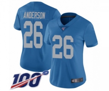Women's Detroit Lions #26 C.J. Anderson Blue Alternate Vapor Untouchable Limited Player 100th Season Football Jersey