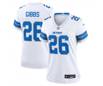 Women's Detroit Lions #26 Jahmyr Gibbs White Stitched Jersey
