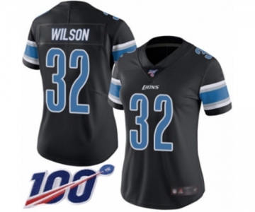 Women's Detroit Lions #32 Tavon Wilson Limited Black Rush Vapor Untouchable 100th Season Football Jersey