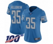 Women's Detroit Lions #35 Miles Killebrew Blue Team Color Vapor Untouchable Limited Player 100th Season Football Jersey