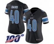 Women's Detroit Lions #40 Jarrad Davis Limited Black Rush Vapor Untouchable 100th Season Football Jersey