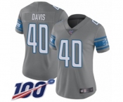 Women's Detroit Lions #40 Jarrad Davis Limited Steel Rush Vapor Untouchable 100th Season Football Jersey
