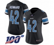 Women's Detroit Lions #42 Devon Kennard Limited Black Rush Vapor Untouchable 100th Season Football Jersey