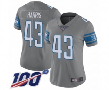 Women's Detroit Lions #43 Will Harris Limited Steel Rush Vapor Untouchable 100th Season Football Jersey