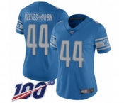 Women's Detroit Lions #44 Jalen Reeves-Maybin Blue Team Color Vapor Untouchable Limited Player 100th Season Football Jersey