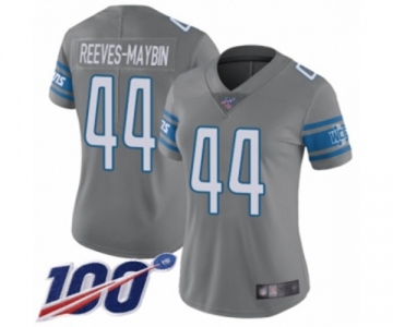 Women's Detroit Lions #44 Jalen Reeves-Maybin Limited Steel Rush Vapor Untouchable 100th Season Football Jersey