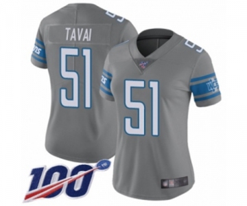 Women's Detroit Lions #51 Jahlani Tavai Limited Steel Rush Vapor Untouchable 100th Season Football Jersey