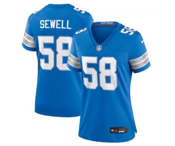 Women's Detroit Lions #58 Penei Sewell Blue Stitched Jersey