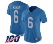 Women's Detroit Lions #6 Sam Martin Blue Alternate Vapor Untouchable Limited Player 100th Season Football Jersey