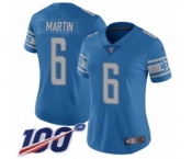Women's Detroit Lions #6 Sam Martin Blue Team Color Vapor Untouchable Limited Player 100th Season Football Jersey