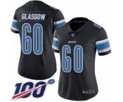 Women's Detroit Lions #60 Graham Glasgow Limited Black Rush Vapor Untouchable 100th Season Football Jersey