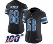 Women's Detroit Lions #68 Taylor Decker Limited Black Rush Vapor Untouchable 100th Season Football Jersey
