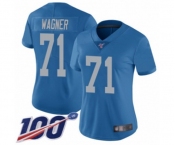 Women's Detroit Lions #71 Ricky Wagner Blue Alternate Vapor Untouchable Limited Player 100th Season Football Jersey