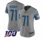 Women's Detroit Lions #71 Ricky Wagner Limited Gray Inverted Legend 100th Season Football Jersey